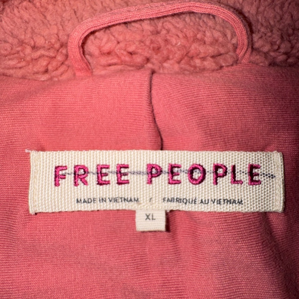 Free People Junie Oversized Faux Teddy Jacket Dusty Rose Pink SOLD OUT size XL - Picture 9 of 13